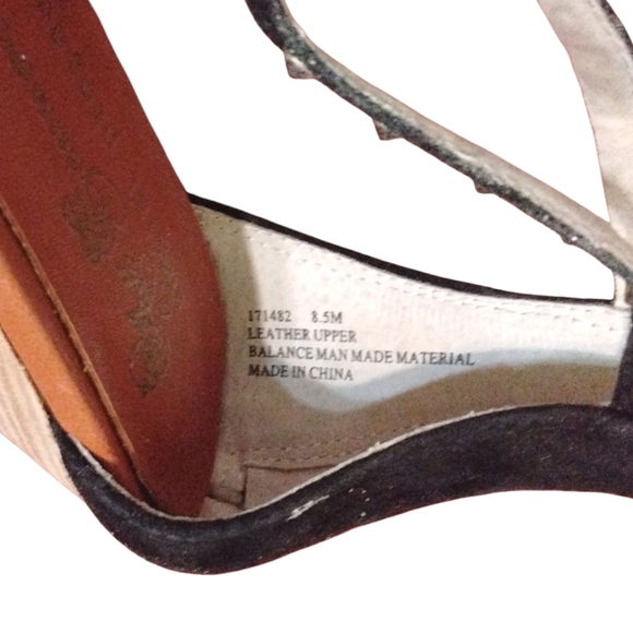 Matt Bernson Studded Fringed Sandals Black and White Suede Thong Wedge Sandals - Picture 10 of 12